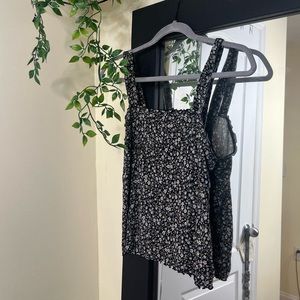 American Eagle Floral Ruffle Tank Top